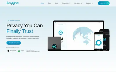 Website screenshot of Anyone Protocol (2026-05-20)