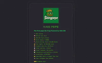 Website screenshot of King pepe (2026-04-20)