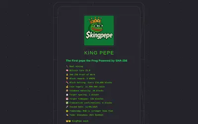 Website screenshot of King pepe (2026-05-20)
