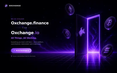Website screenshot of Oxchange Finance (2026-05-21)
