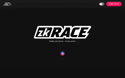 Website screenshot of zkRace (2026-05-27)
