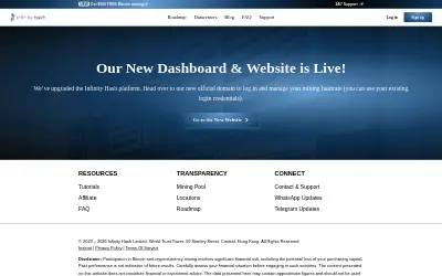 Website screenshot of Infinity Hash (2026-06-02)