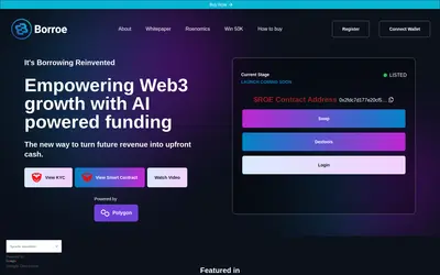 Website screenshot of BORROE (2026-04-26)