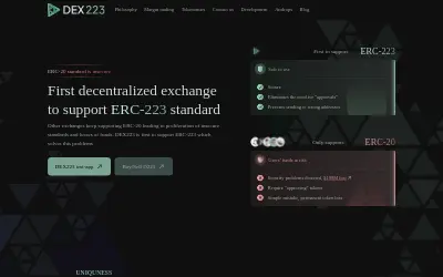 Website screenshot of DEX223 (2026-06-02)