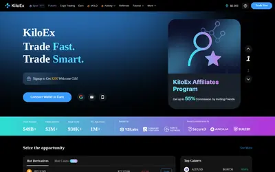 Website screenshot of KiloEx (2026-05-21)