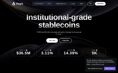 Website screenshot of Aegis YUSD (2026-05-27)