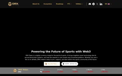 Website screenshot of DRX Token (2026-05-22)