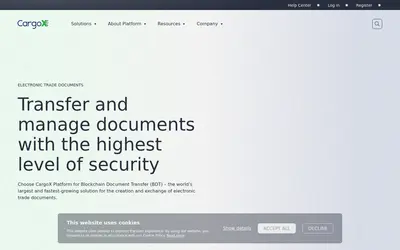 Website screenshot of CargoX (2026-05-22)