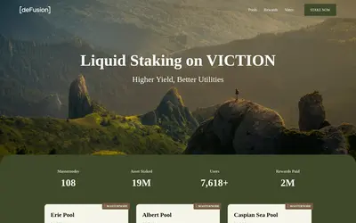 Website screenshot of deFusion (2026-05-19)