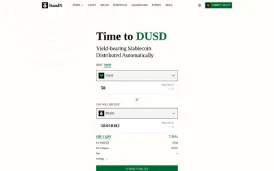 Website screenshot of StandX DUSD (2026-04-26)