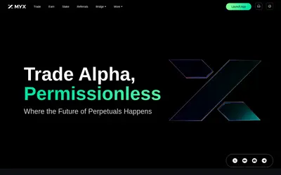 Website screenshot of MYX Finance (2026-04-26)