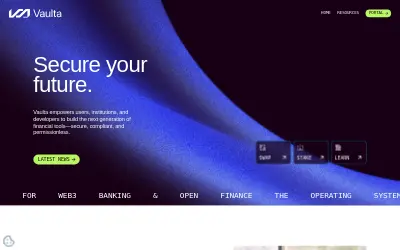 Website screenshot of Vaulta (2026-06-02)