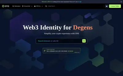 Website screenshot of Solana Name Service (2026-05-20)