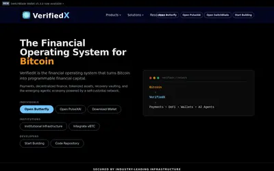 Website screenshot of VerifiedX (2026-05-21)
