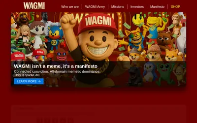 Website screenshot of WAGMI (2026-04-24)