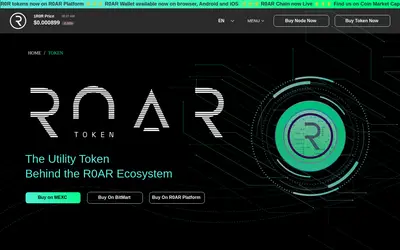Website screenshot of R0AR Token (2026-04-25)