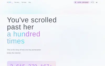 Website screenshot of Kori The Pom (2026-05-20)