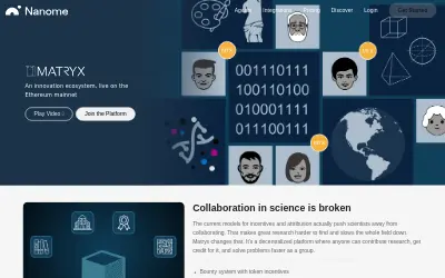 Website screenshot of Matryx (2026-05-23)