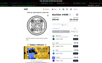 Website screenshot of QR coin (2026-05-20)