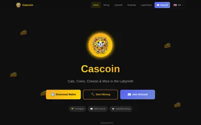 Website screenshot of Cascoin (2026-05-22)