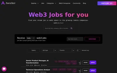 Website screenshot of Aworker (2026-04-25)