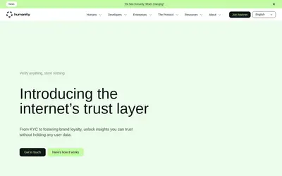 Website screenshot of Humanity (2026-04-25)