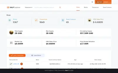 Website screenshot of KALP Network (2026-05-21)