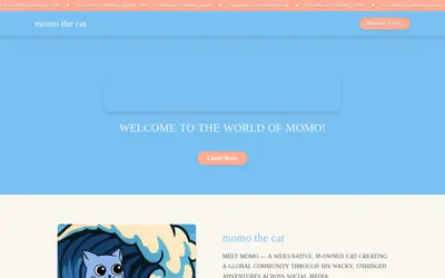 Website screenshot of momo the cat (2026-05-22)