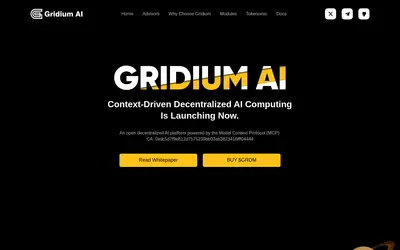 Website screenshot of Gridium AI (2026-04-25)