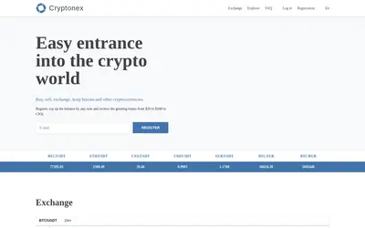 Website screenshot of Cryptonex (2026-04-26)