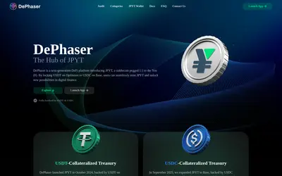 Website screenshot of Dephaser JPY (2026-05-20)