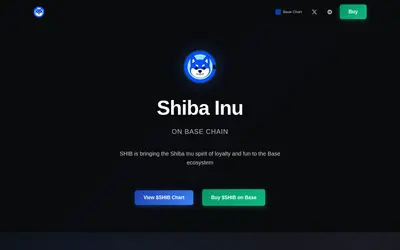 Website screenshot of SHIBA ON BASE (2026-05-21)
