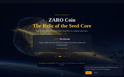 Website screenshot of Zaro Coin (2026-05-22)