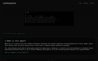 Website screenshot of Qubitcoin (2026-05-27)