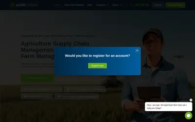 Website screenshot of AgriChain (2026-05-20)