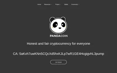 Website screenshot of Pandacoin (2026-05-21)