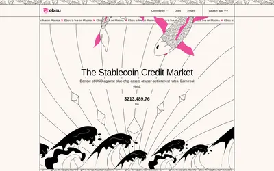 Website screenshot of ebUSD Stablecoin  (2026-05-22)
