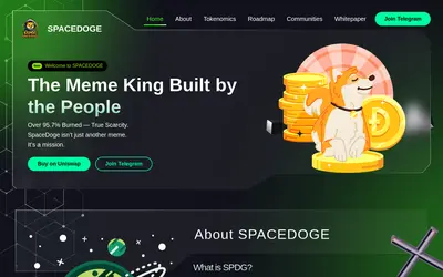 Website screenshot of SPACEDOGE (2026-04-22)