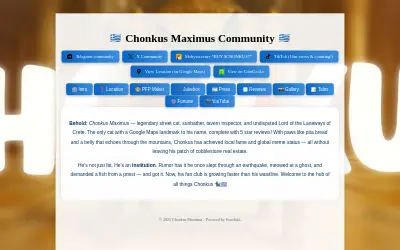 Website screenshot of Chonkus Maximus (2026-05-28)