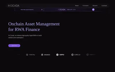 Website screenshot of Cicada Finance (2026-05-22)