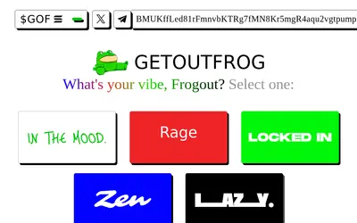 Website screenshot of Get Out Frog (2026-04-24)