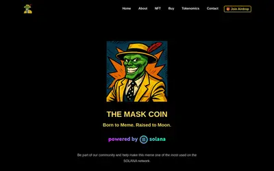 Website screenshot of THE MASK COIN (2026-05-21)