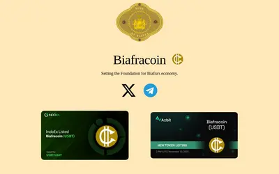 Website screenshot of Biafra coin (2026-05-20)