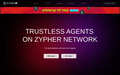Website screenshot of Zypher Network (2026-05-21)