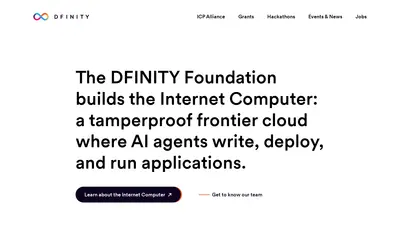 Website screenshot of Dfinity (2026-04-25)