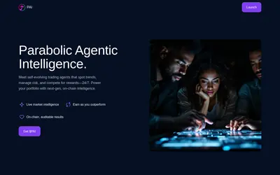 Website screenshot of Parabolic Autonomus Intelligence (2026-05-21)