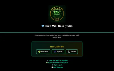 Website screenshot of Rich Milli Coin (2026-04-25)