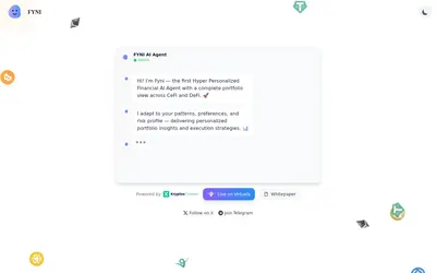 Website screenshot of Fyni AI by Virtuals (2026-05-22)