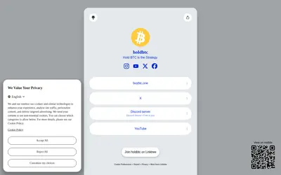 Website screenshot of Hold BTC (2026-05-22)