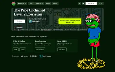 Website screenshot of Pepe Unchained (New) (2026-05-19)